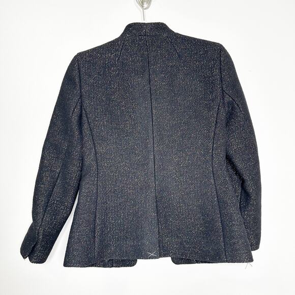 J.Crew Womens Jacket Going Out Blazer Tinsel Tweed Wool Blend Lined Black Size 2 - Picture 5 of 12